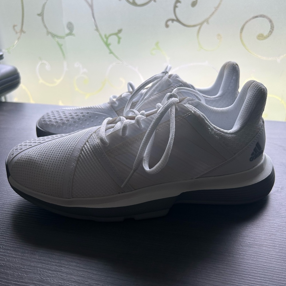 Adidas White and Gray Tennis Court Shoes Lightweight Design